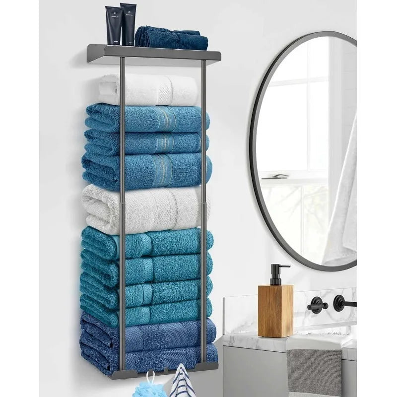 Wall-Mounted Bathroom Towel Rack & Roll Holder