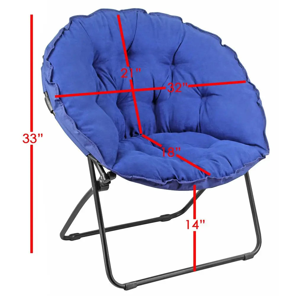 Portable Round Foldable Padded Dish Saucer Chair, Perfect for Gaming, Reading, Bedrooms, Dorm Rooms, Lounging or Living Rooms,