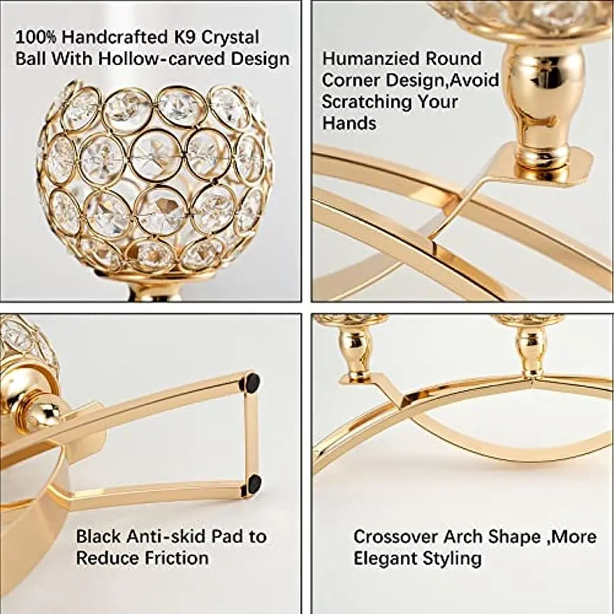Gold 3-Arms Candle Holders Tealight  Stand for Table