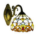 Tiffany Style Handmade Wall Sconce, Vintage Stained Glass Dome Lamp