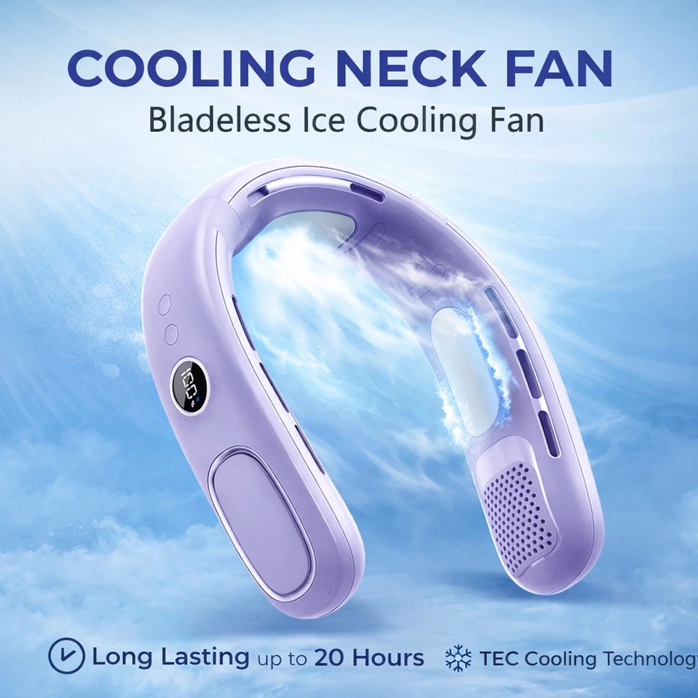 Neck Fan Semiconductor Cooling 5-Speed Bladeless Wearable Fan USB Rechargeable Portable