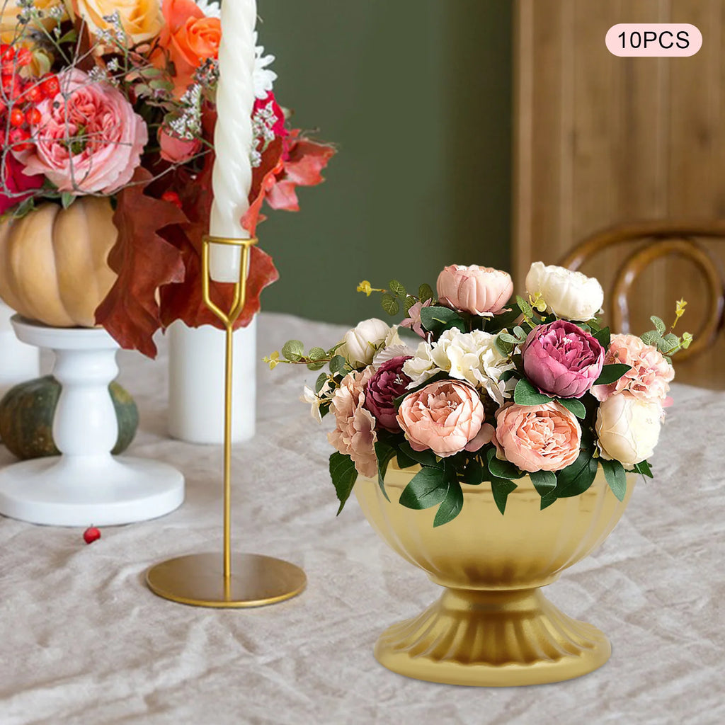 10 PCS Mini Vase Bright Golden Metal ,  Flower Arrangement