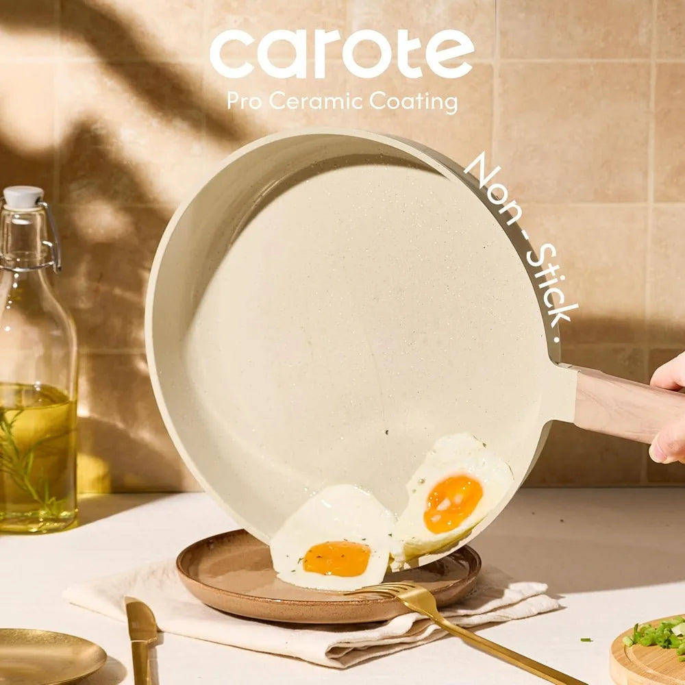 14PcsNon stick, Ceramic Cookware Set,  PFAS and PFOA Free