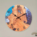 Wall Wooden Clock  with a Artistic Flat Design, Featuring a Unique  Mountains And Straits.