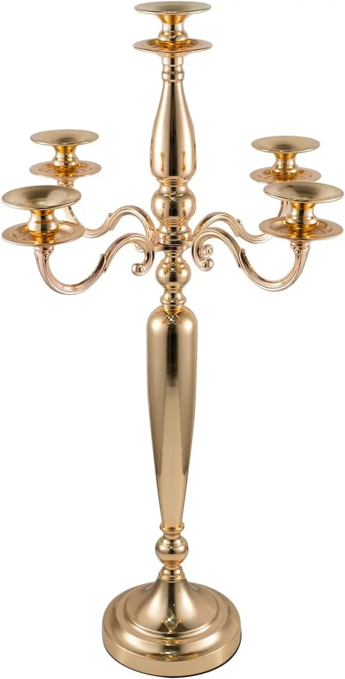 4Pcs 5 Arm Gold Candelabra  Metal Candlestick Holder(28 Inch Tall)