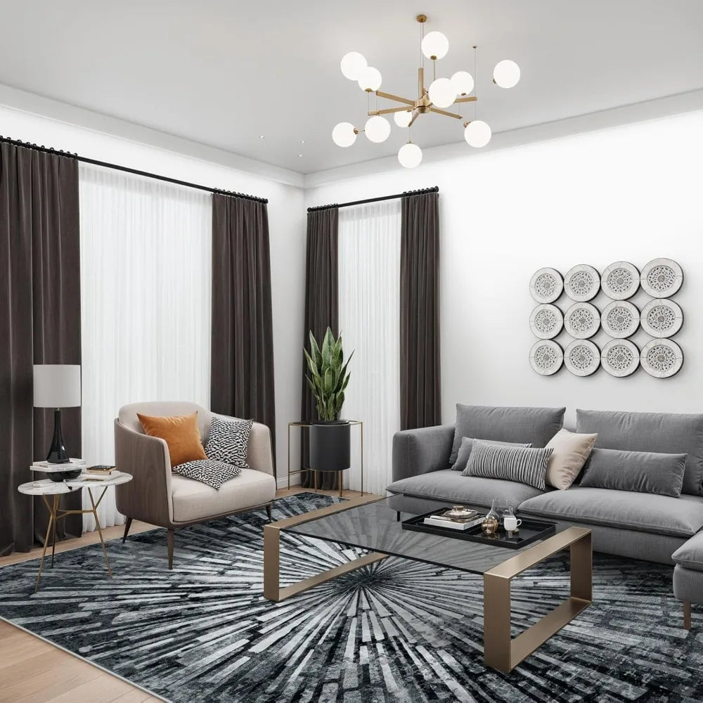 8x10 Area Rugs for Living Spaces,, Washable Abstract Splash Design Rug
