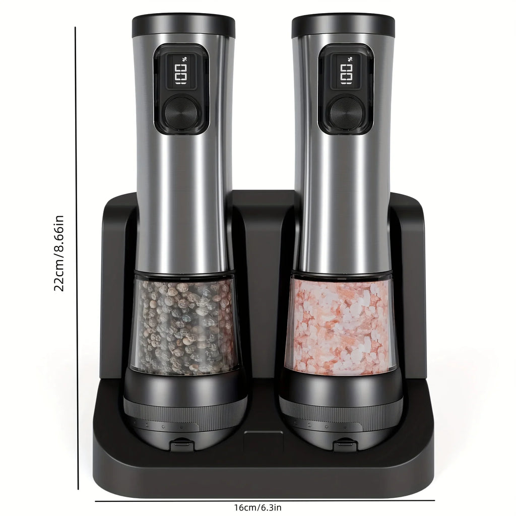 Automatic Electric Salt and Pepper Grinder Set with Rechargeable Battery , Stainless Steel
