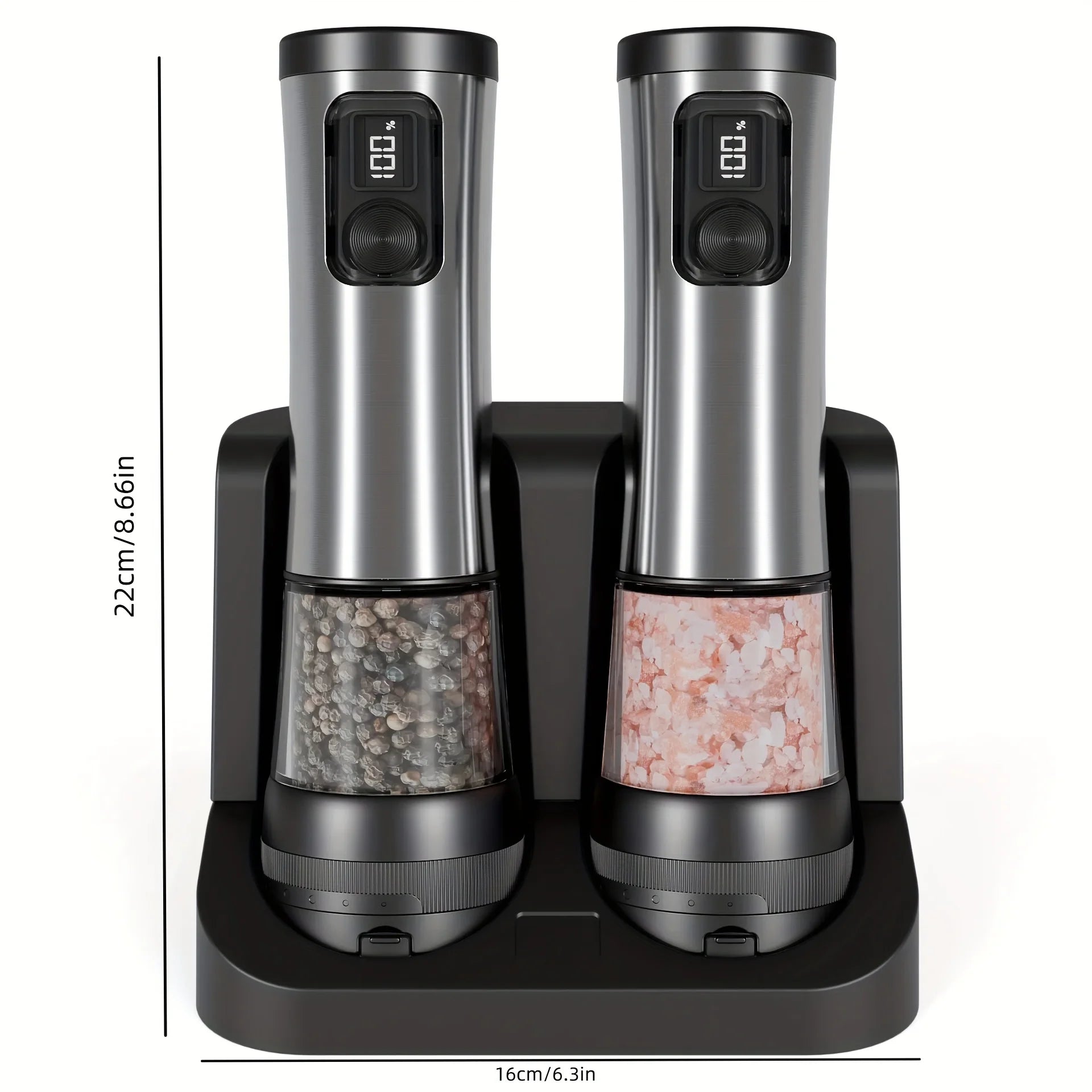 Automatic Electric Salt and Pepper Grinder Set with Rechargeable Battery , Stainless Steel