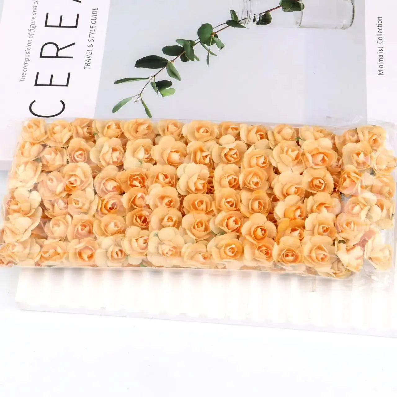 144PCS 1.5 cm Artificial Mini Paper Rose Flower Bouquet