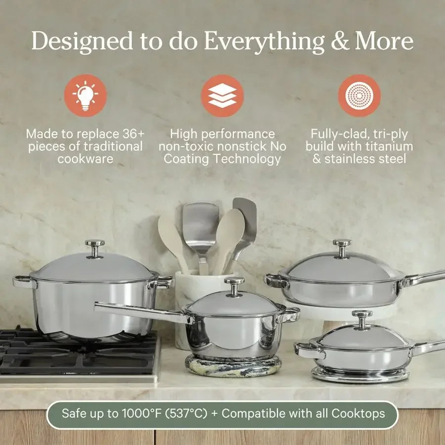 Titanium Pro Cookware Set 10 Piece Non  Toxic, No Coating