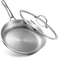 Pure Titanium Pan, 12 Inch  Hammered Pro frying pan with Lid, Non-Toxic Skillet