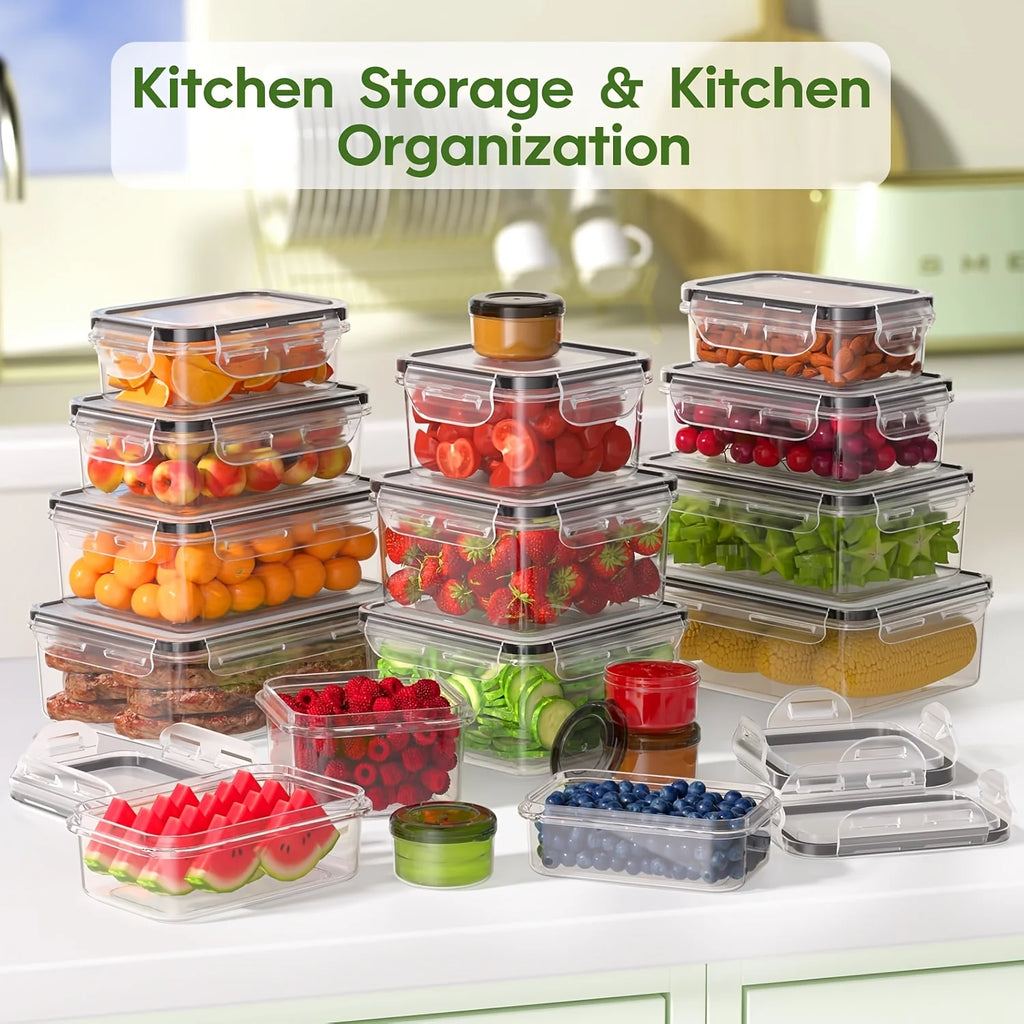 40pcs Food Storage Containers with Lids Airtight (20 Lids &20 Containers) - Leakproof