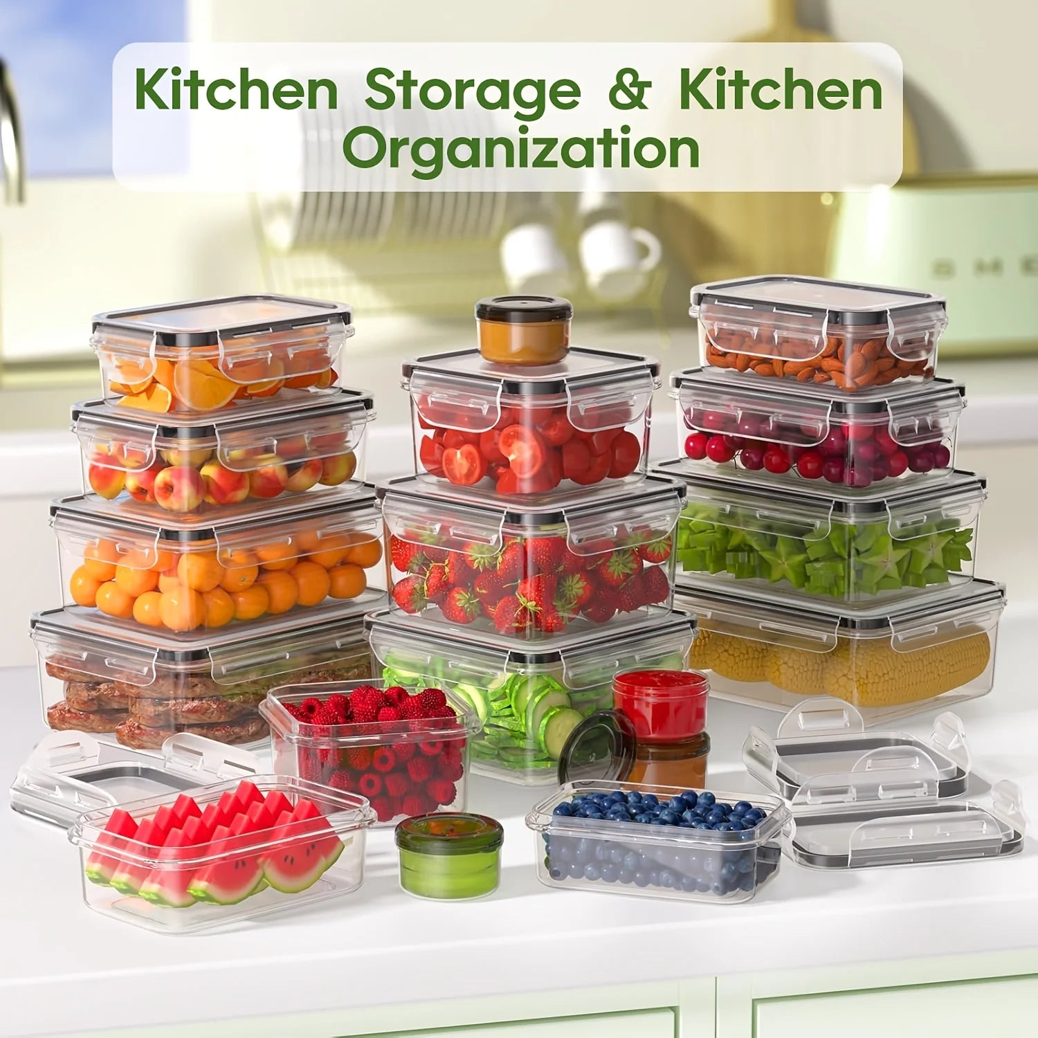 40pcs Food Storage Containers with Lids Airtight (20 Lids &20 Containers) - Leakproof
