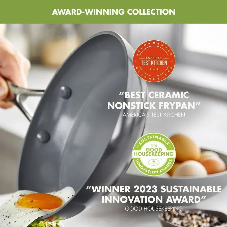 22 Piece Ceramic Nonstick Cookware Set, Hard Anodized,  PFAS Free, Induction Ready,