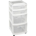 4 Tier Clear Plastic Drawer Tower on Wheels for  Storage