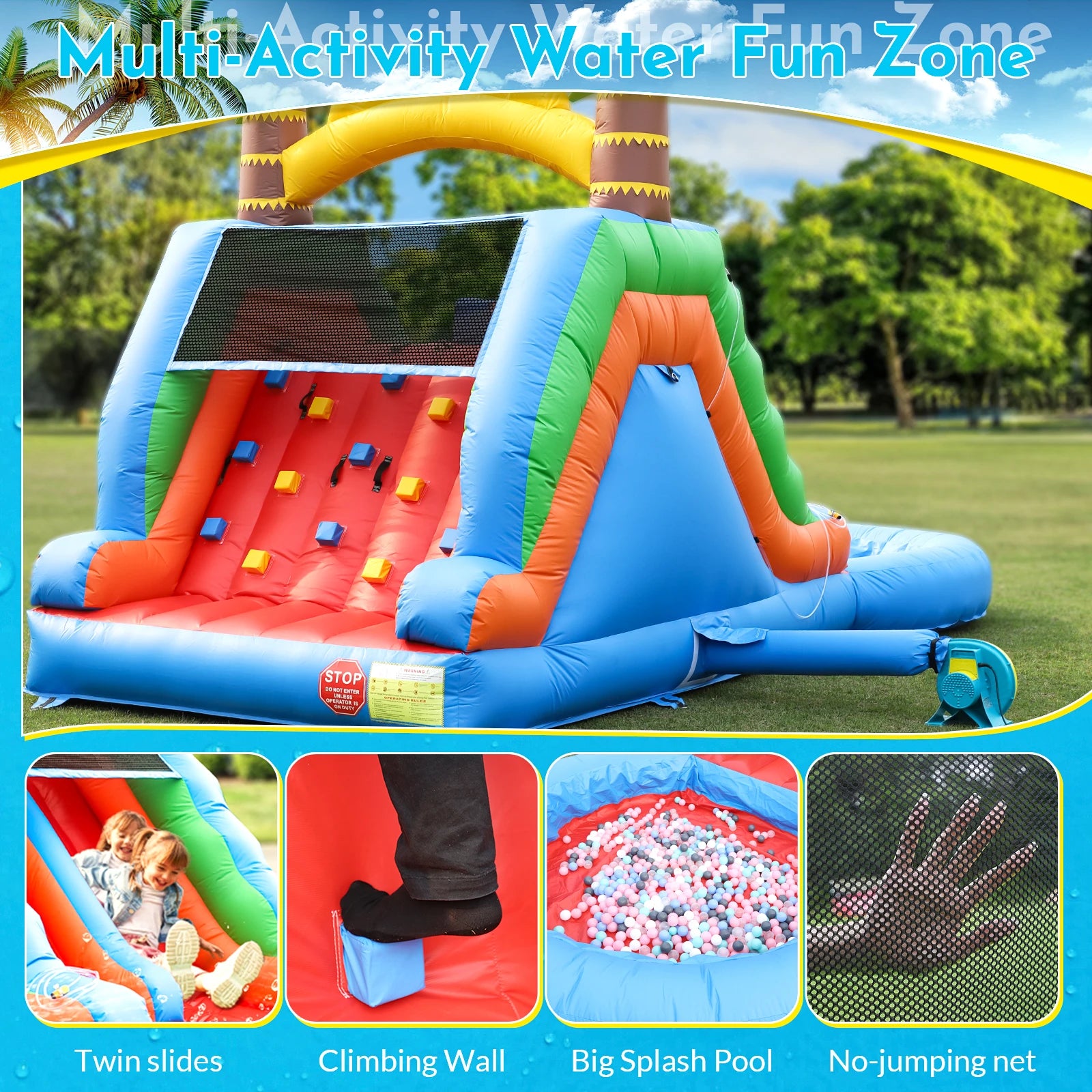 Inflatable water slide  Bounce House bubble pool & 950W Air Blower