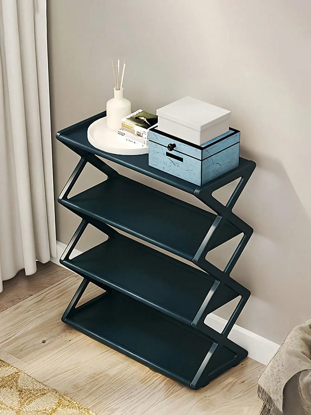 4-Tier Folding Shoe Rack | Space-Saving , X-Frame  Organizer, , No Assembly,   Storage for Entryway or Closet