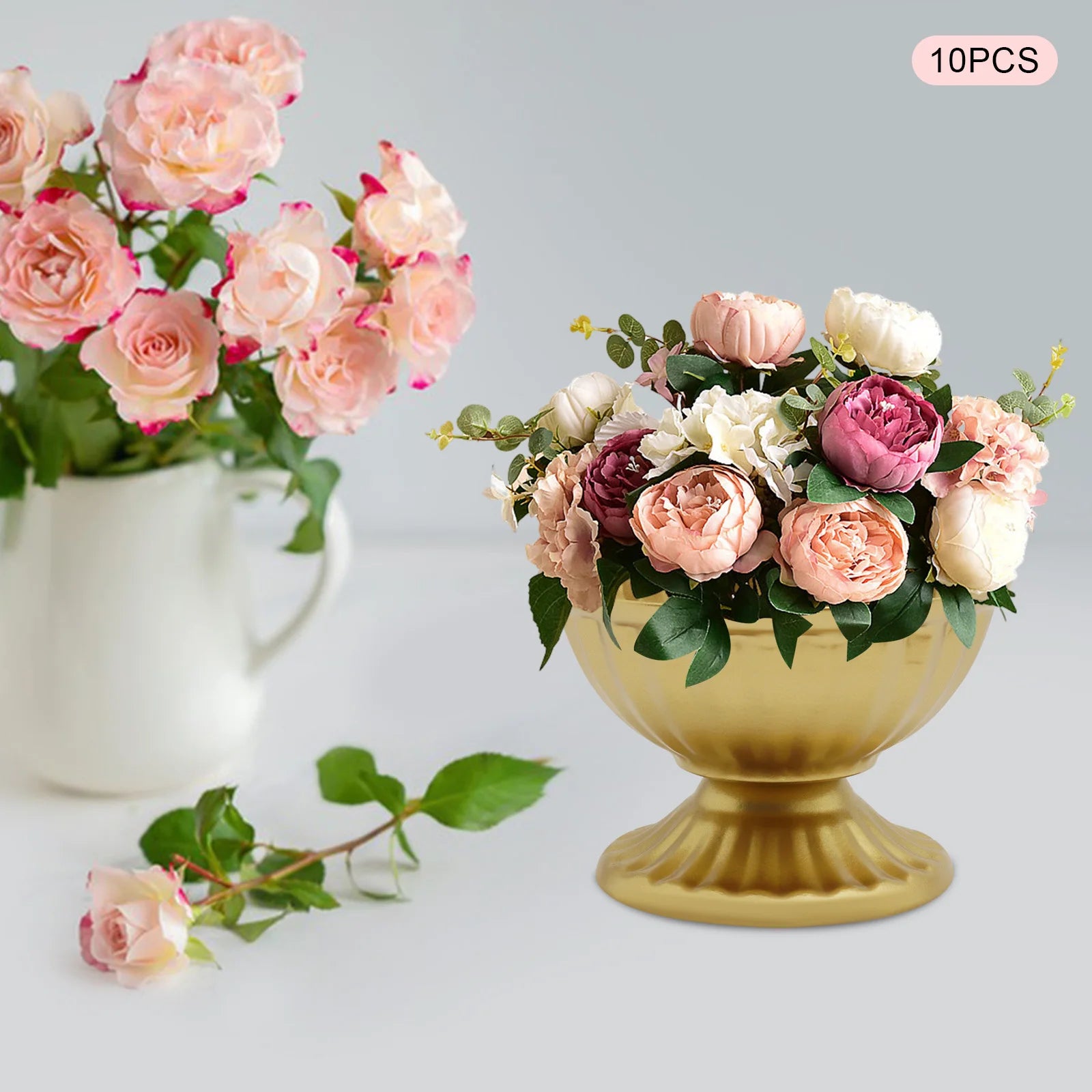 10 PCS Mini Vase Bright Golden Metal ,  Flower Arrangement