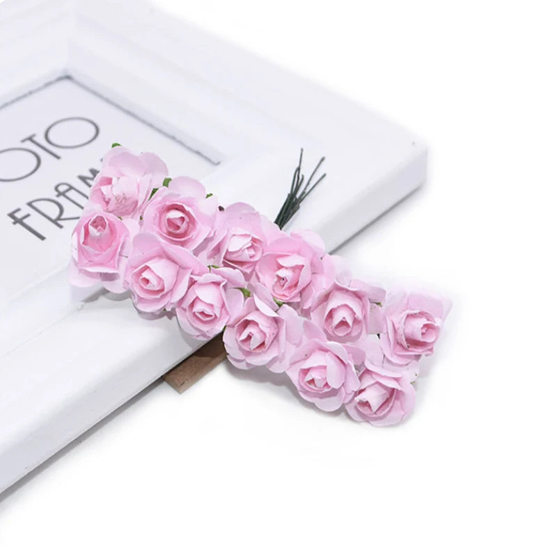 144PCS 1.5 cm Artificial Mini Paper Rose Flower Bouquet