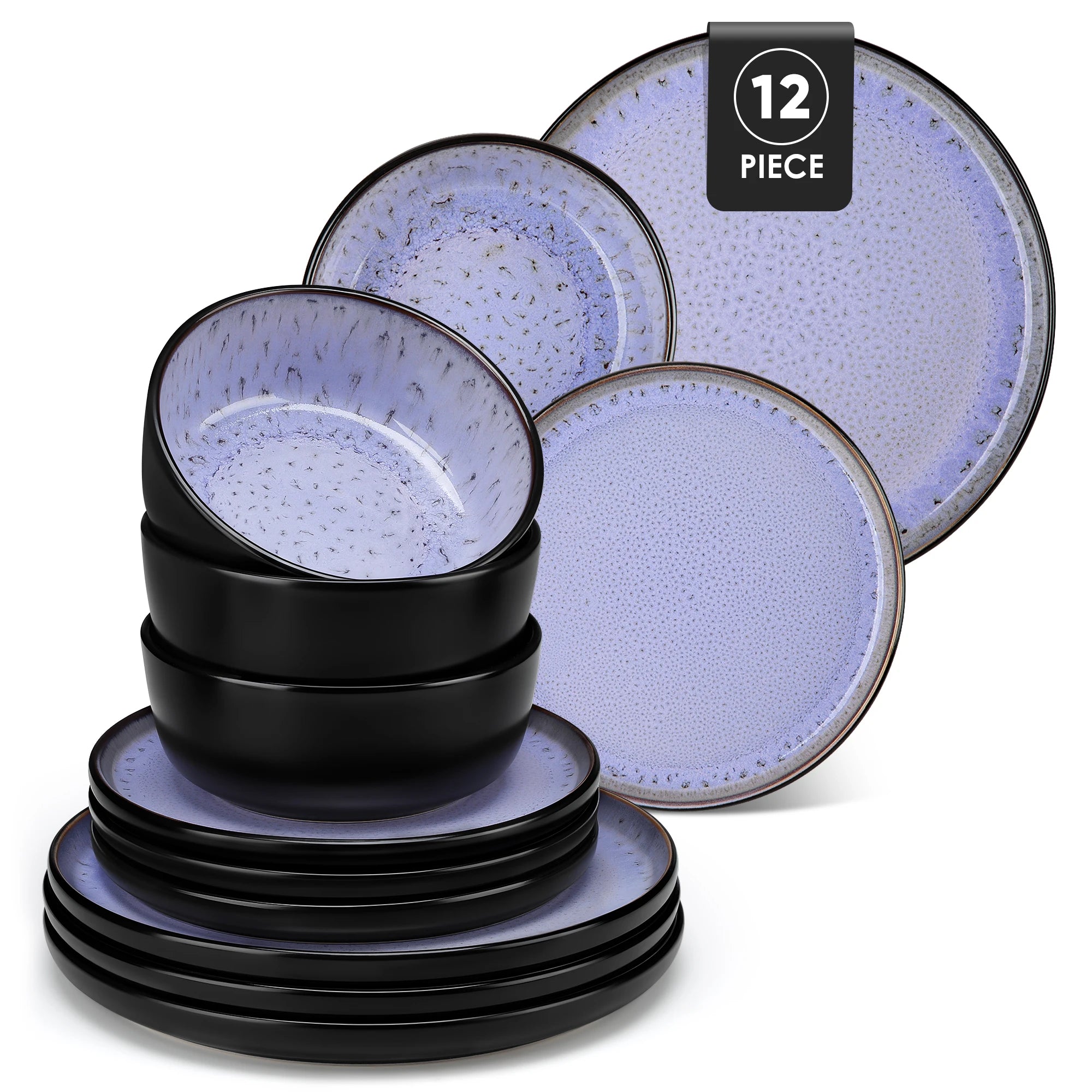12/16 Piece Ceramic Dinnerware Set Stoneware Plats Set with 4/6 pcs Dinner Plate/Dessert/Bowl/Soup