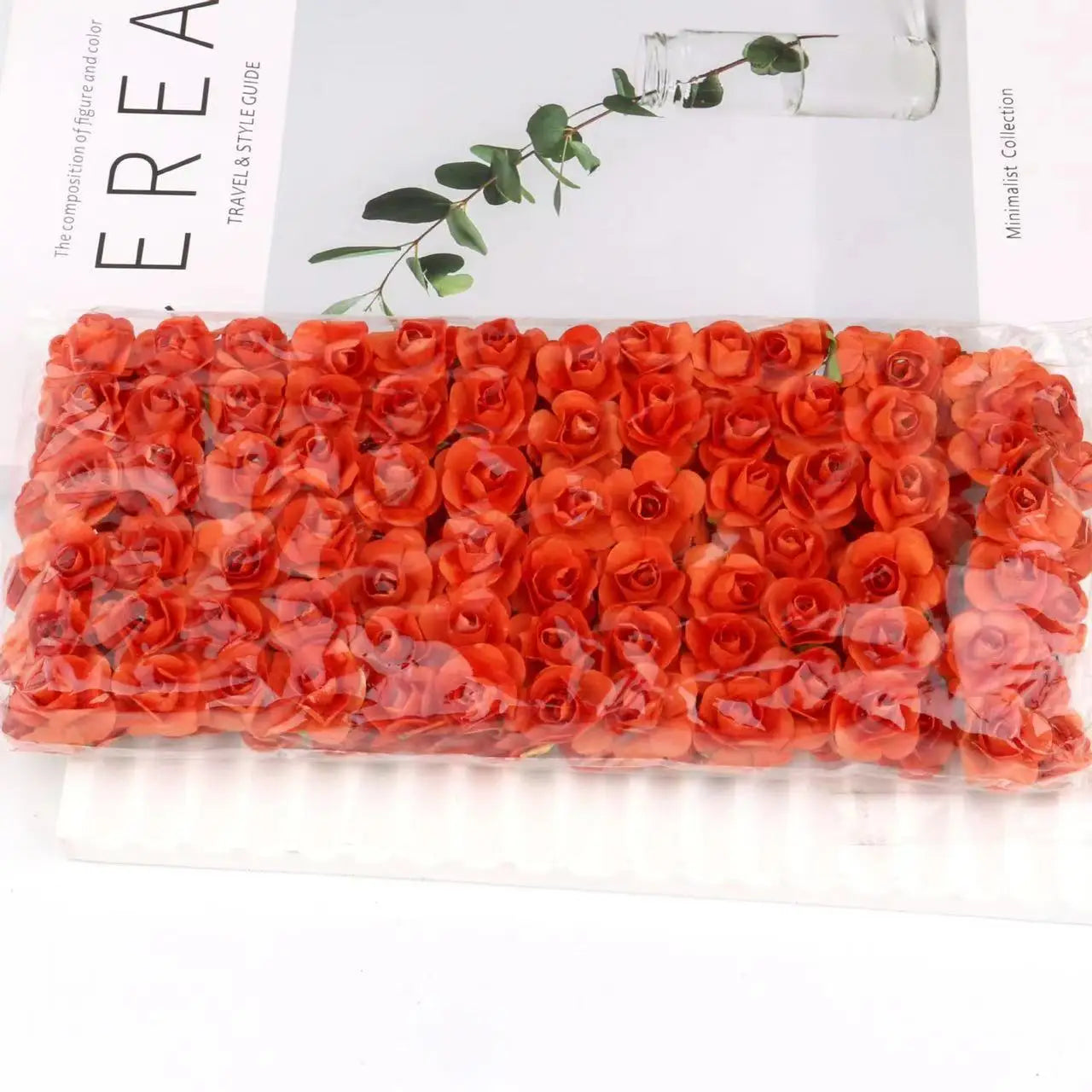 144PCS 1.5 cm Artificial Mini Paper Rose Flower Bouquet