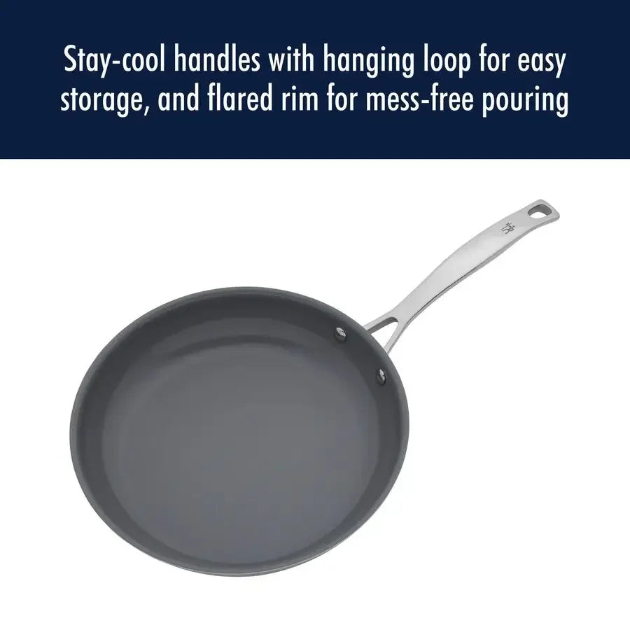 Clad H3 10pc Ceramic Nonstick  Induction Cookware Set,  Durable Stainless Steel, Easy to clean