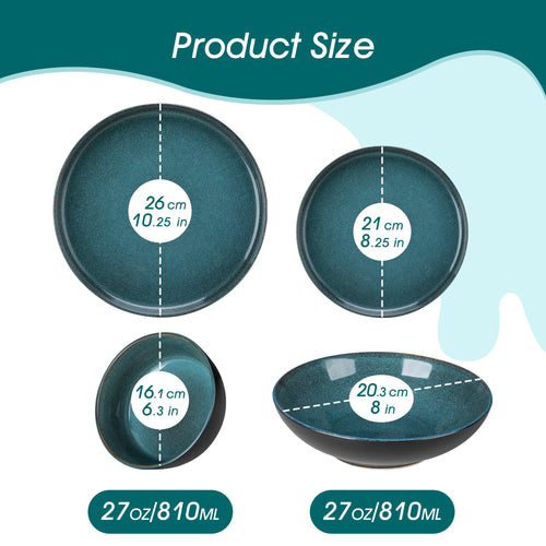 18/24 Piece  Ceramic Plate Set Reactive Glaze Stoneware