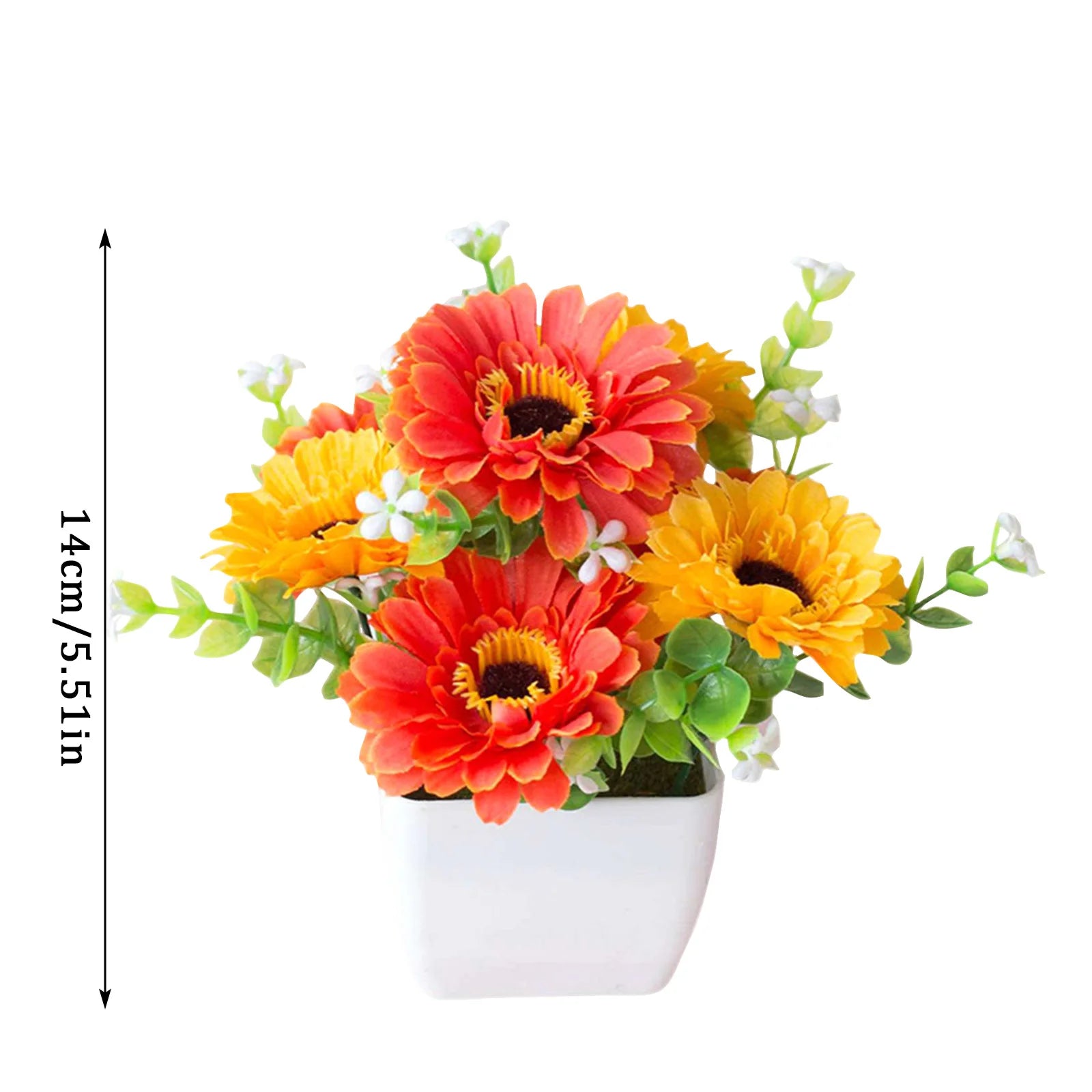 Artificial Flower Pot With Realistic Faux Flowers Chrysanthemum Baby's Breath