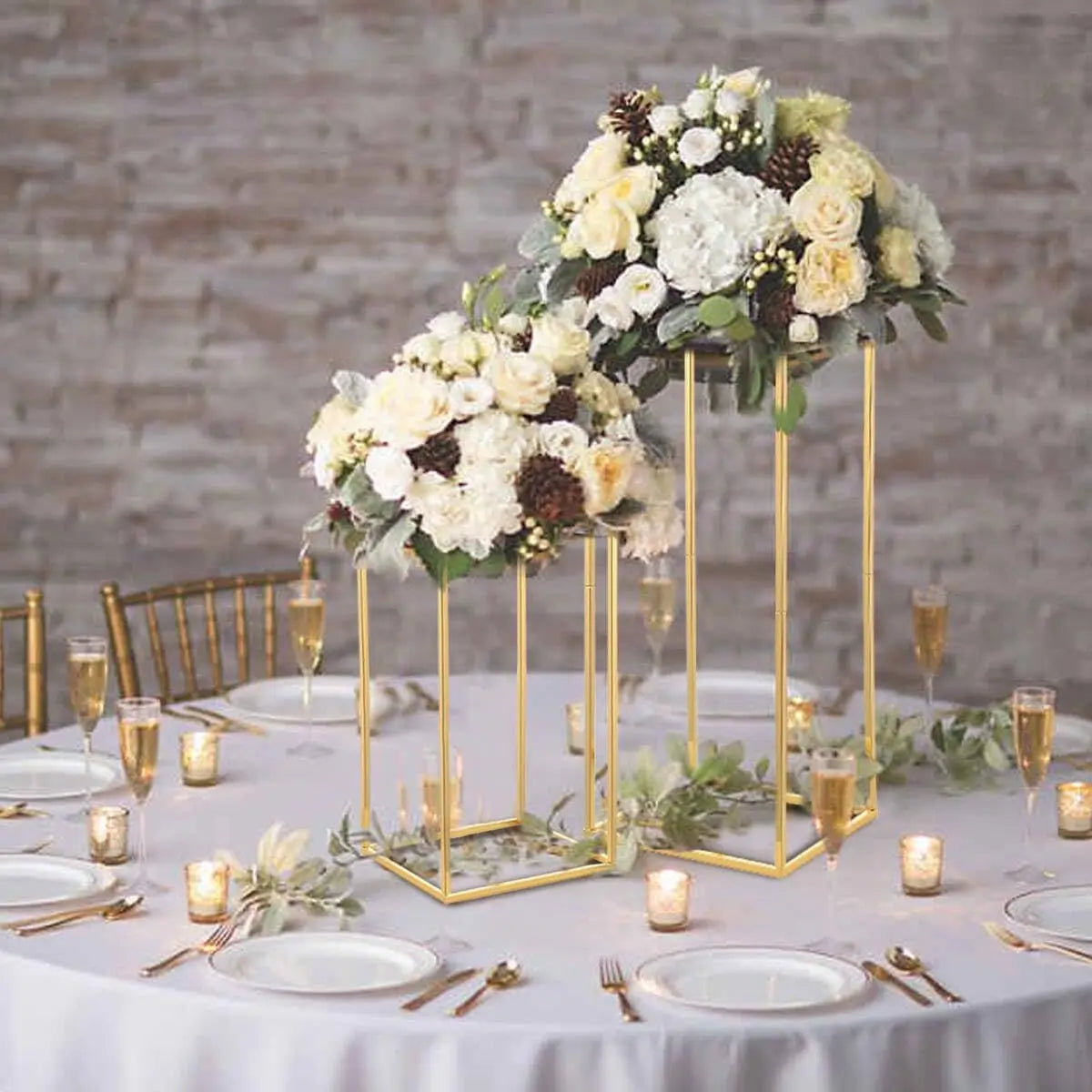 10pcs Gold Wedding Table Centerpiece  Metal Flower Vase (15.7inch)
