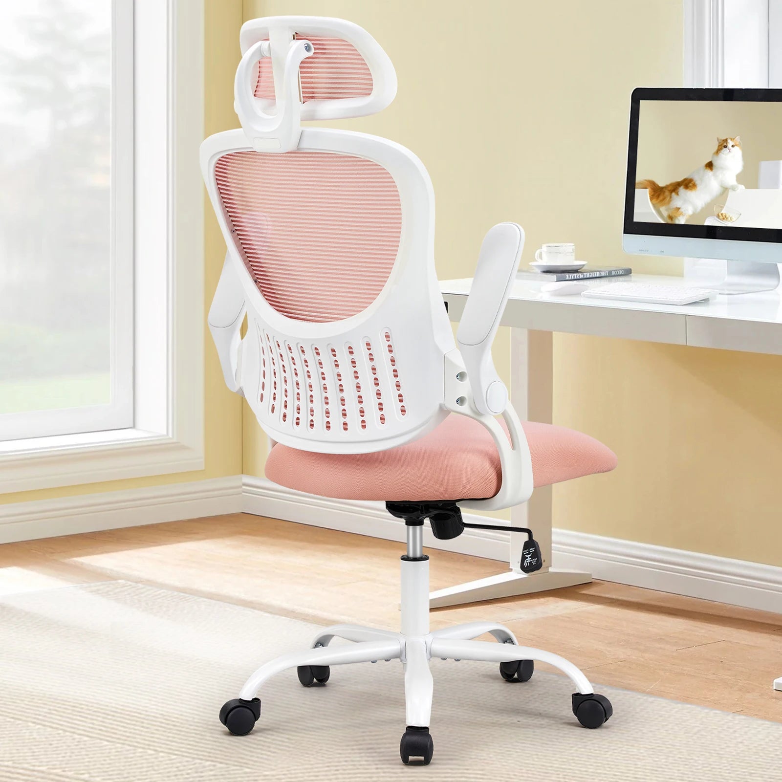 JHK Mesh Ergonomic   Desk Chair Flip-up Arms Adjustable Headrests Lumbar Support