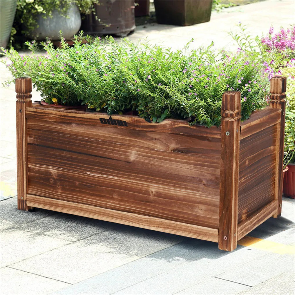 Wooden Raised Flower Bed Indoor Outdoor Vegetable Herb Planter Pot Garden display