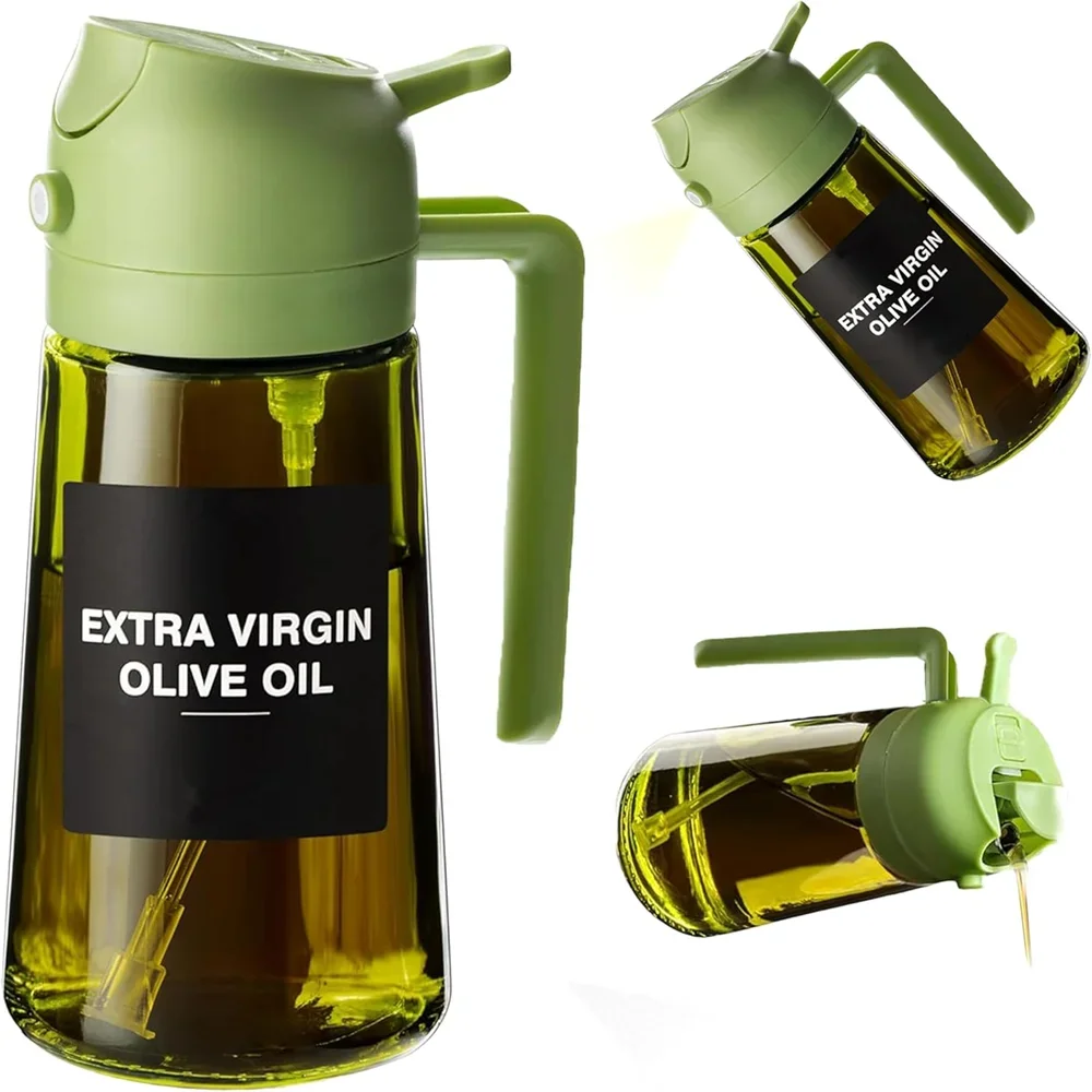 2 in 1 Glass olive Oil cooking Spray Dispenser Bottle W/ Stickers