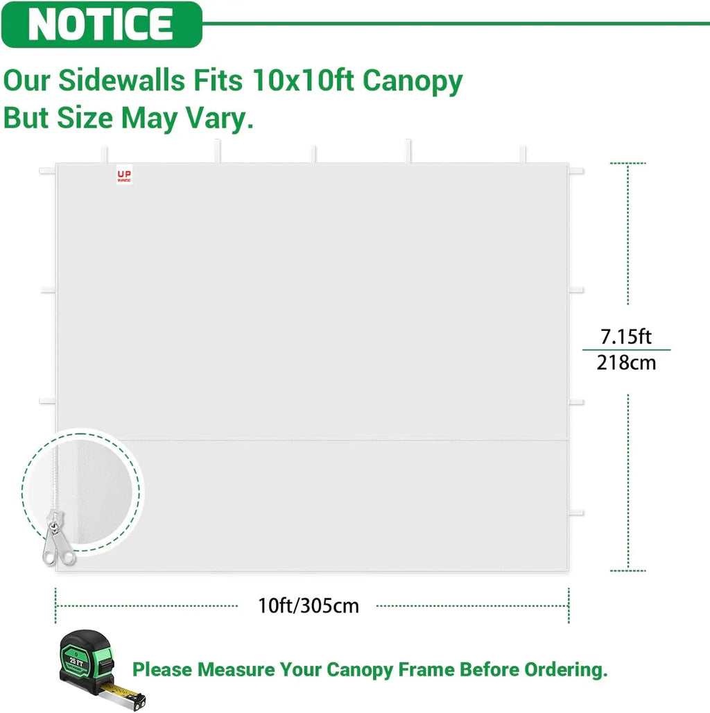Waterproof UV Protection Sidewalls for 10x10 Pop Up Canopy Frame,  (White, 3 PCS)