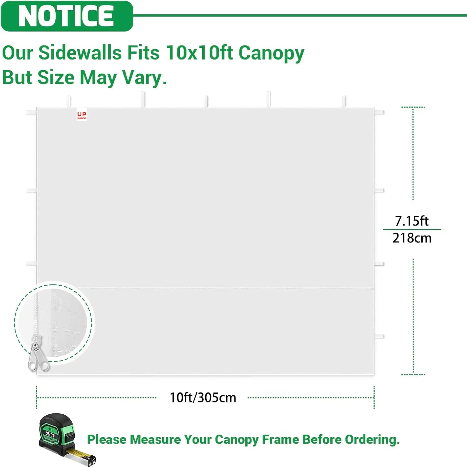 Waterproof UV Protection Sidewalls for 10x10 Pop Up Canopy Frame,  (White, 3 PCS)