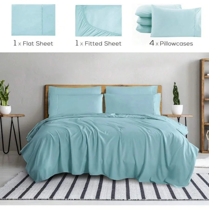 6 PC  Luxury  Cooling Sheet Set, Ultra soft, Breathable, Deep Pocket, Wrinkle-Resistant