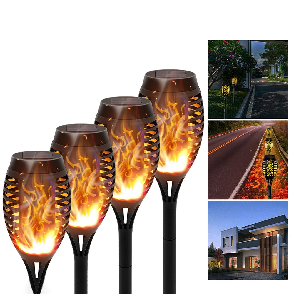 4/6/8/12Pcs Solar LED Flame Torch Light Flickering  Powered For Lawn, Path, Yard & Patio