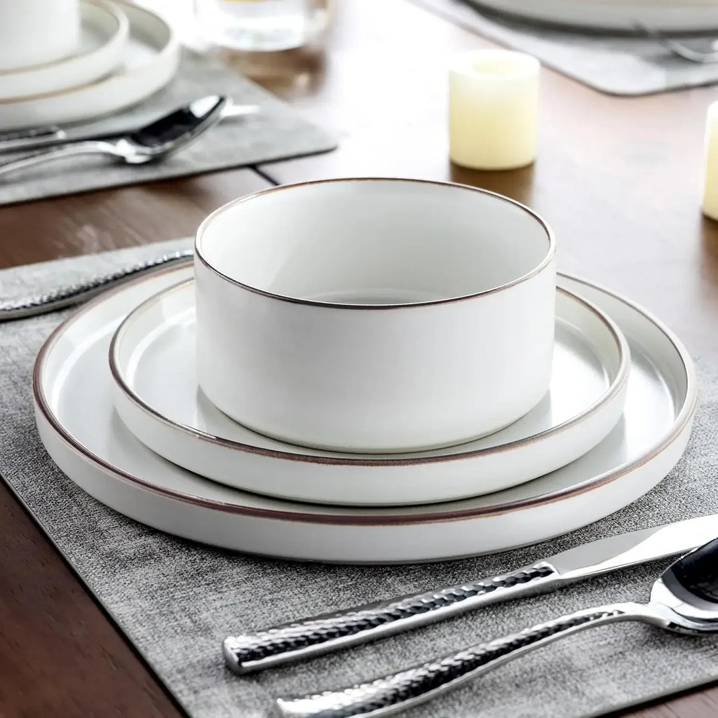 Ceramic Dinnerware Sets for 8, Stoneware Plates and Bowls Set, Chip and Crack Resistant | Oven & Dishwasher