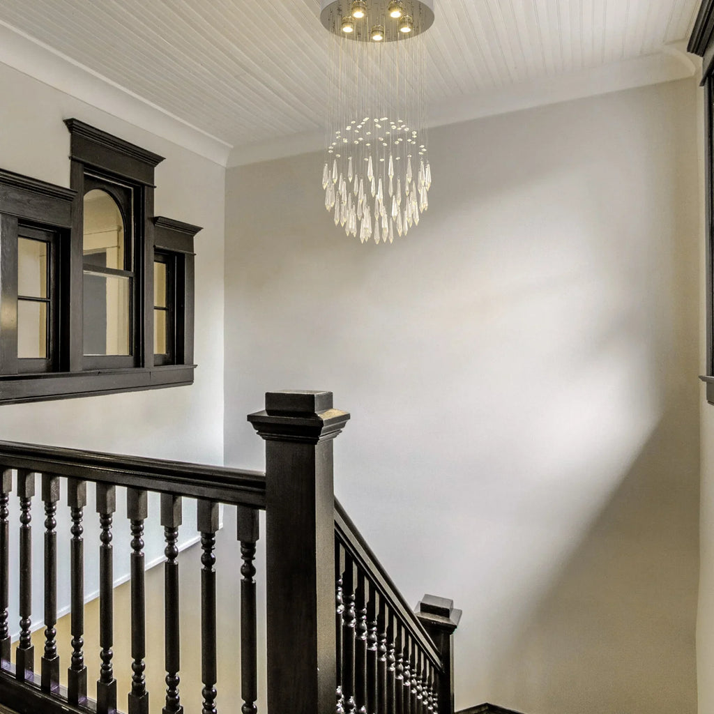 Crystal Droplight Led Pendant Light Loft Stairs Chandelier Hanging Ceiling Lamp
