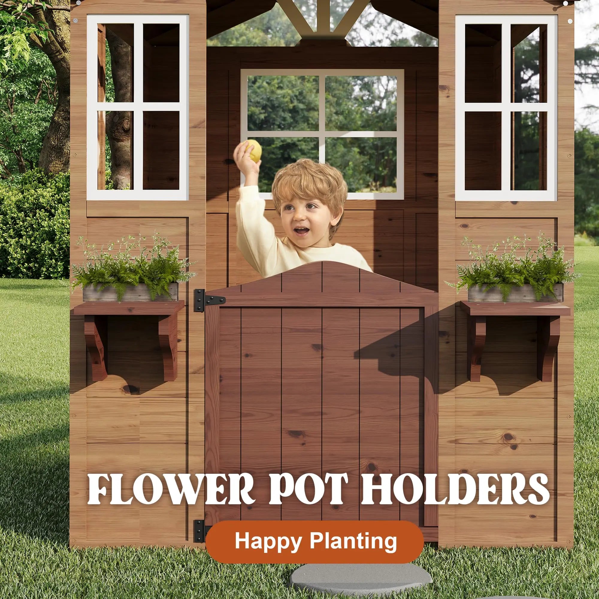 Wooden Play House for Kids,  Outdoor Cottage, Cedar