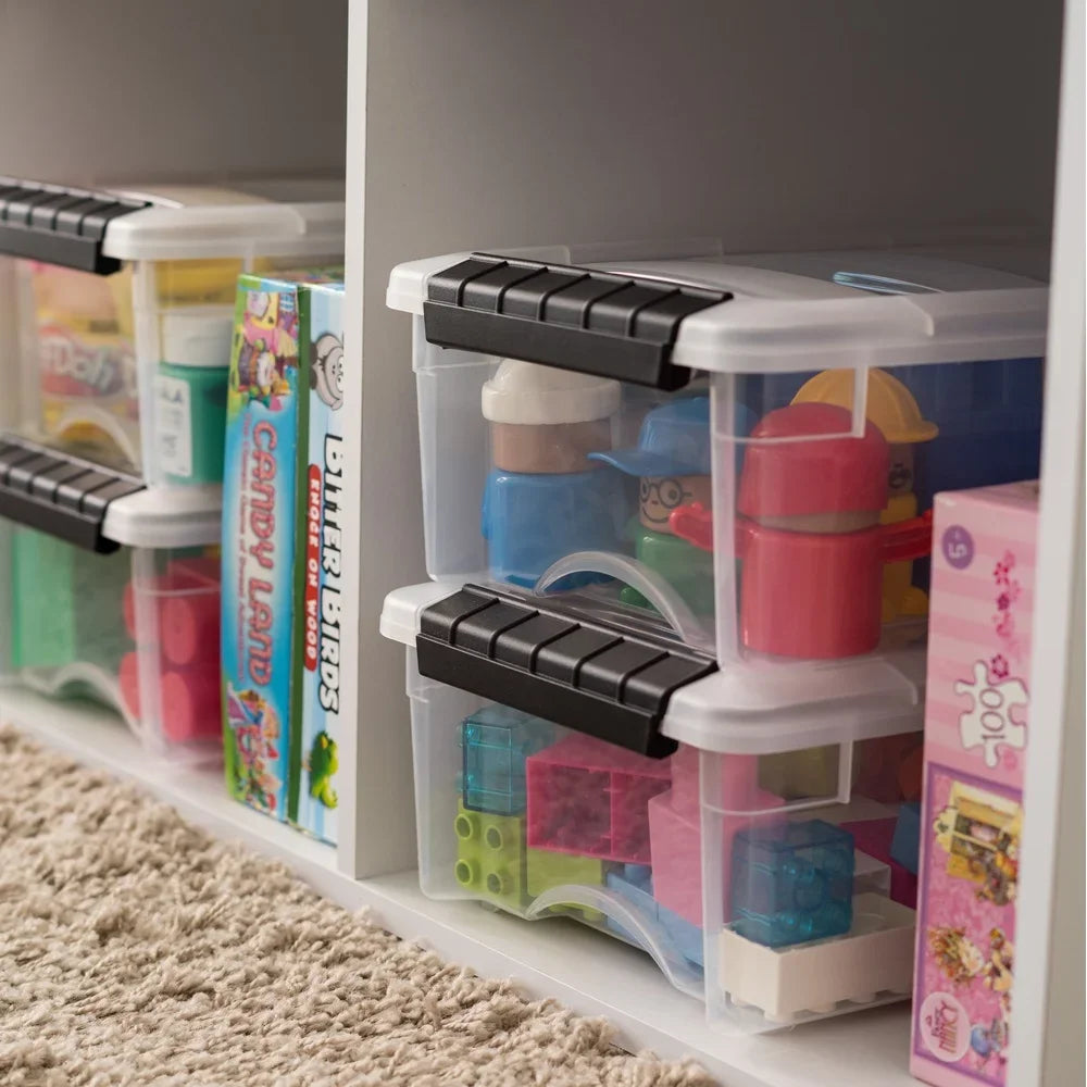5QT Clear Modular Storage Box with Handle and Buckle Latches Stackable