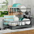 Large 2-tier dish drying rack for kitchen countertops, removable & large capacity