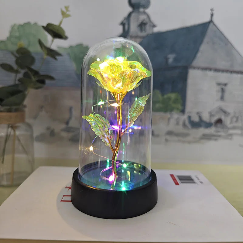 Artificial Glass Flower with Eternal Rose of the LED Light