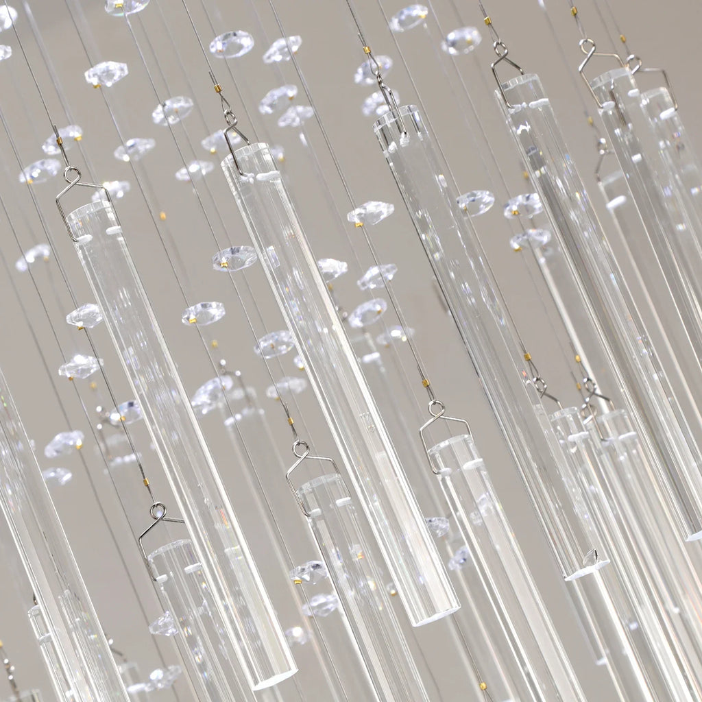 Crystal Droplight Led Pendant Light Loft Stairs Chandelier Hanging Ceiling Lamp