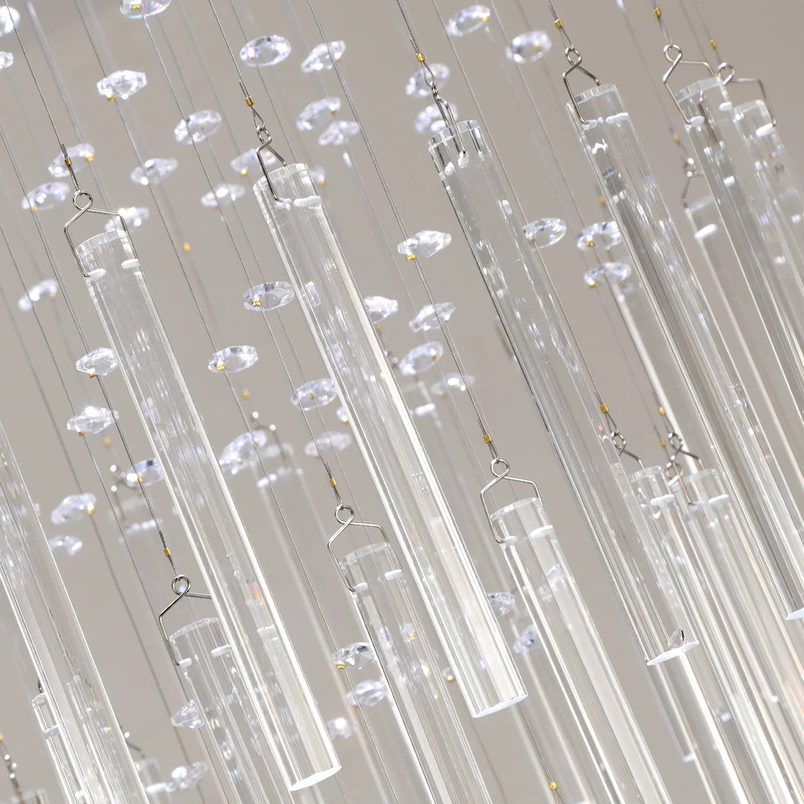 Crystal Droplight Led Pendant Light Loft Stairs Chandelier Hanging Ceiling Lamp