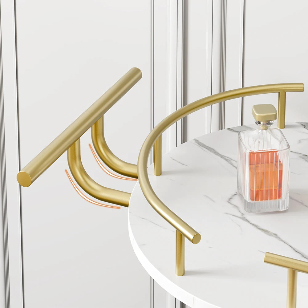 Gold Mobile  Bar Carts with 4-Tiers Storage Serving Shelves Cart On Wheels  and Glass Holder