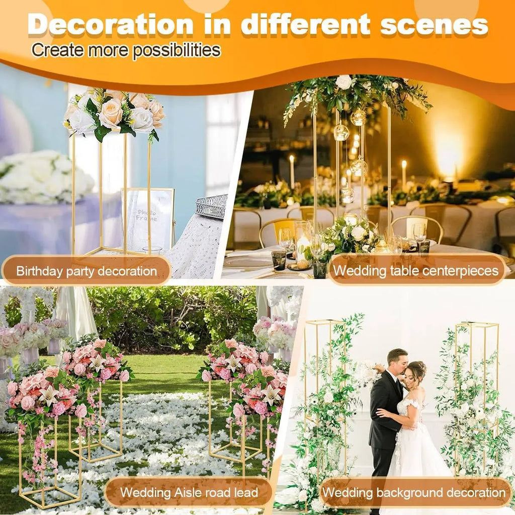 10pcs Gold Wedding Table Centerpiece  Metal Flower Vase (15.7inch)