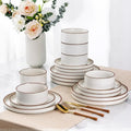 Ceramic Dinnerware Sets for 8, Stoneware Plates and Bowls Set, Chip and Crack Resistant | Oven & Dishwasher