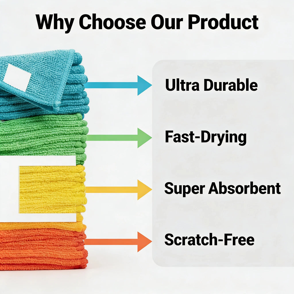 10 Pack Microfiber Cleaning Cloths Lint-Free Reusable Absorbent Towels