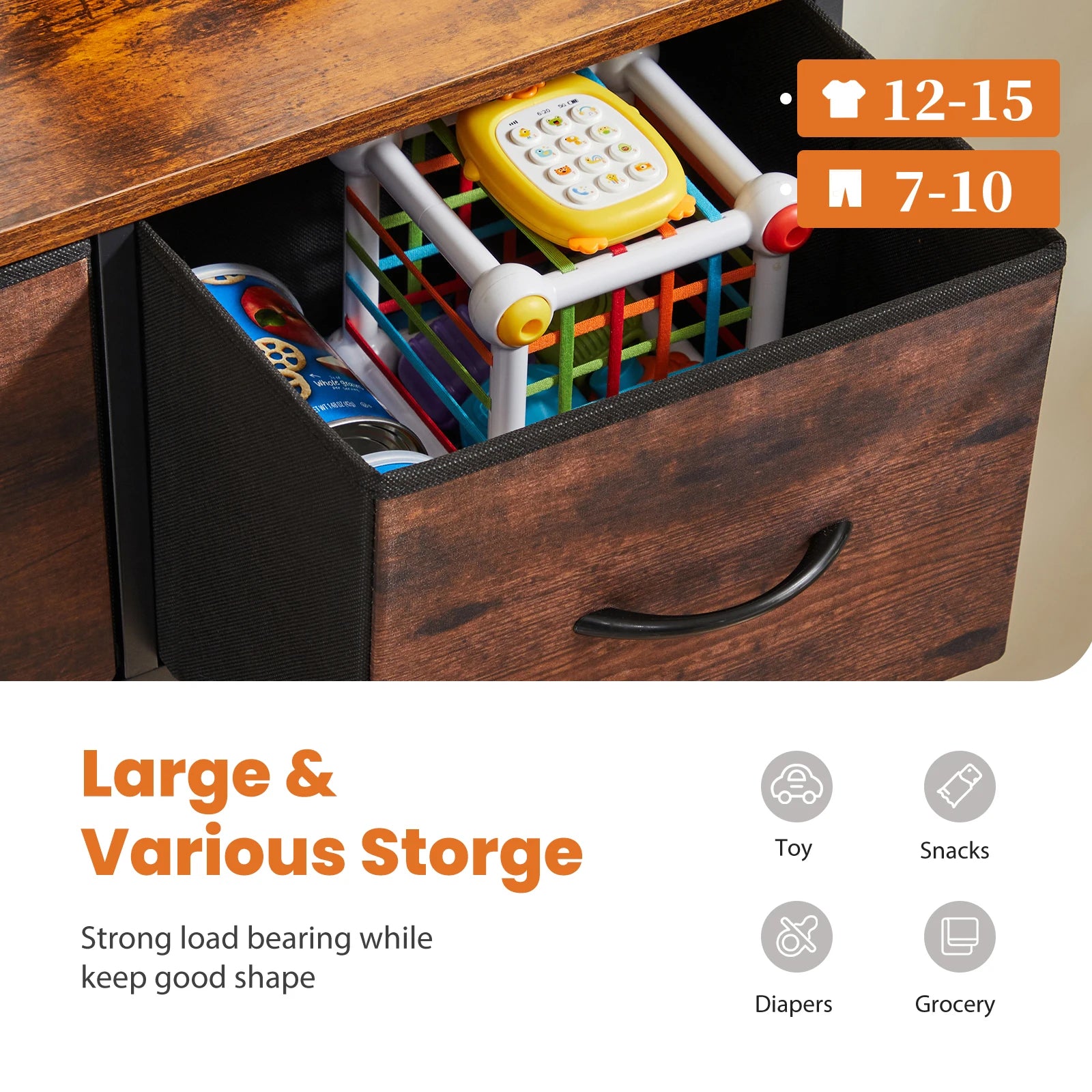 9 Drawer  Fabric  Dresser for Bedroom, Tall Storage  Chest Organizer for Clothes