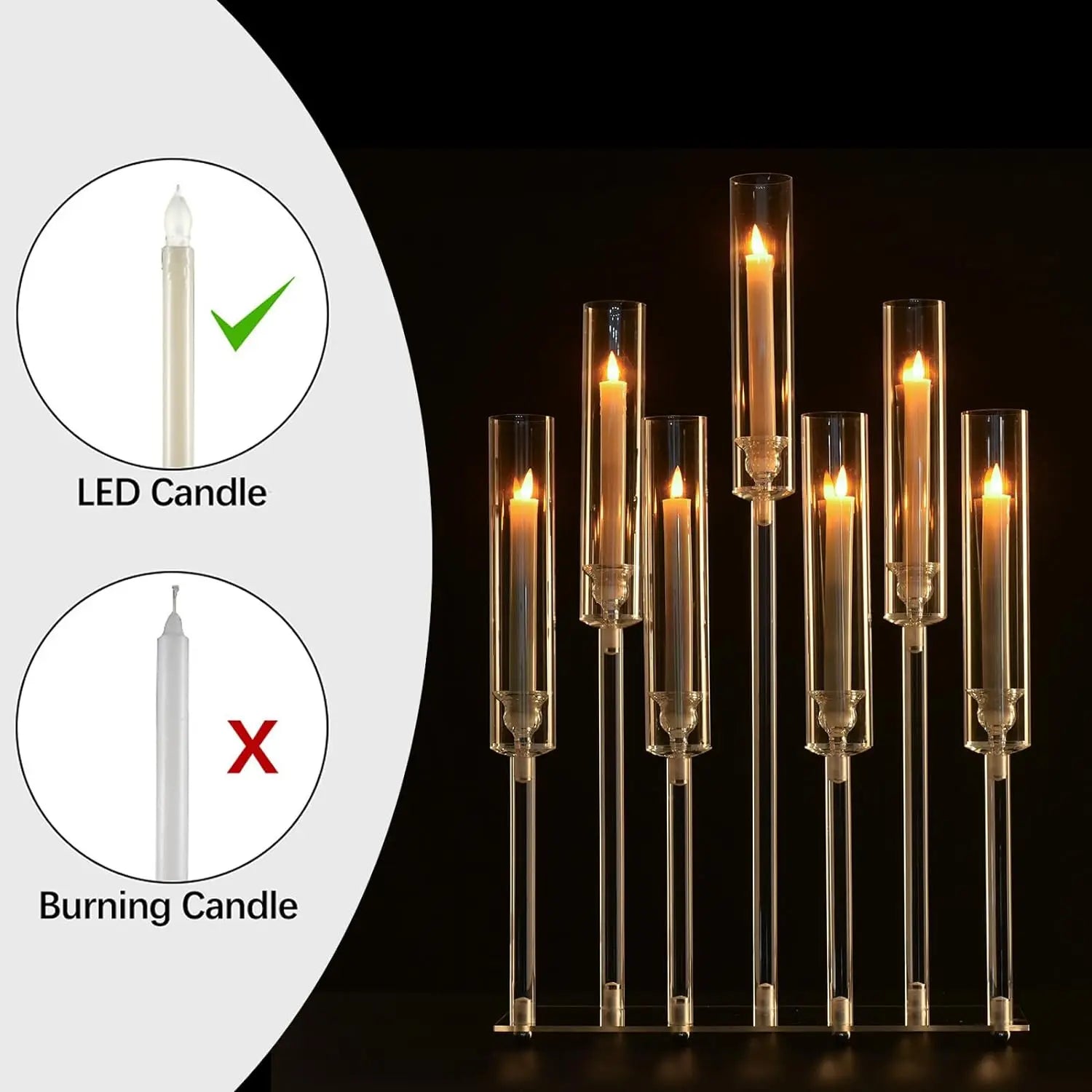 4pcs 7-Arm Acrylic Candlestick Clear  26.5 Inch Tall